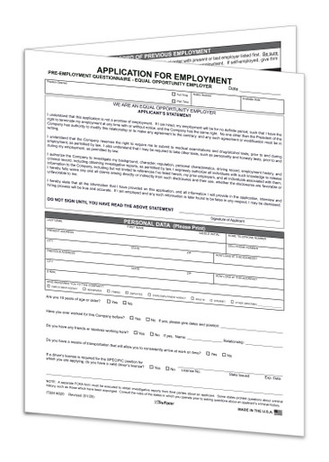 Emp101 Form.pdf Application for Employment - EMP-1 - Qty. 50 - Karn Automotive Products