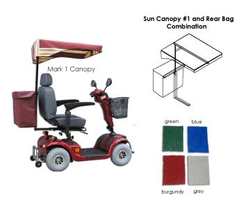 Sun Canopy #1 & Rear Bag Combo for Scooter (Standard, One Colour, Coloured Bag)