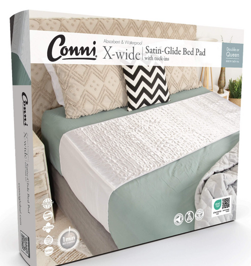 Conni Satin-Glide X-wide Bed Pad with tuck-ins - White