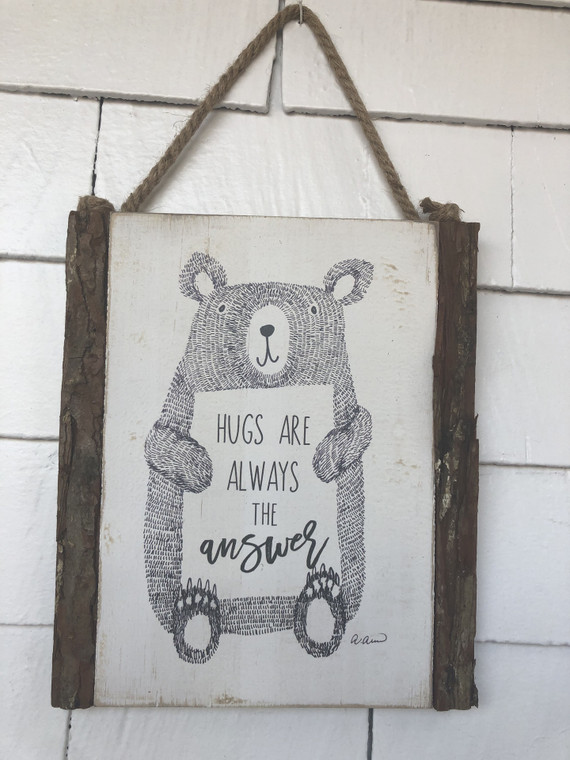 19266-Wood Tree Cutout Bear Sign