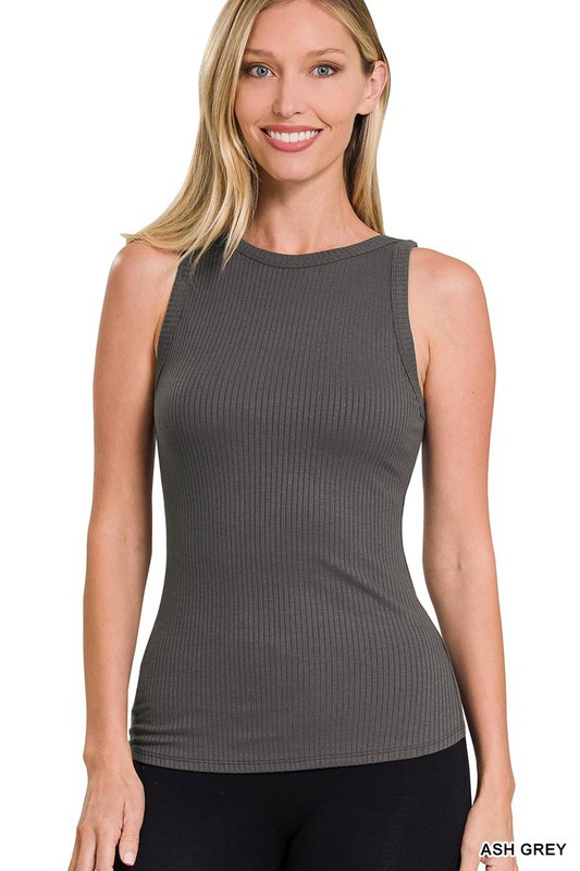 Jennifer Rib Tank in Army Grey main image 0