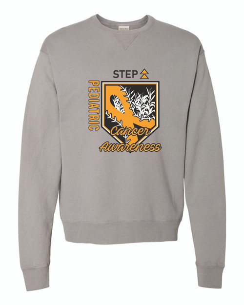 PECAAW-010 Pediatric Cancer Awareness Comfort Wash Crew Sweatshirt - Adult PECAAW-010 Pediatric Cancer Awareness Comfort Wash Crew Sweatshirt - Adult