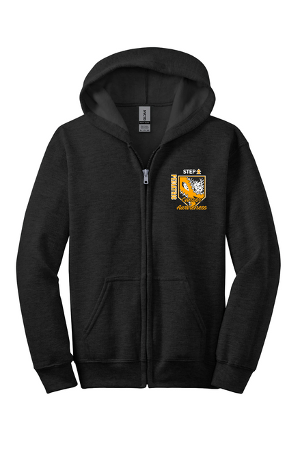 PECAAW-016 Pediatric Cancer Awareness Full Zip Hooded Sweatshirt - Adult/Youth PECAAW-016 Pediatric Cancer Awareness Full Zip Hooded Sweatshirt - Adult/Youth