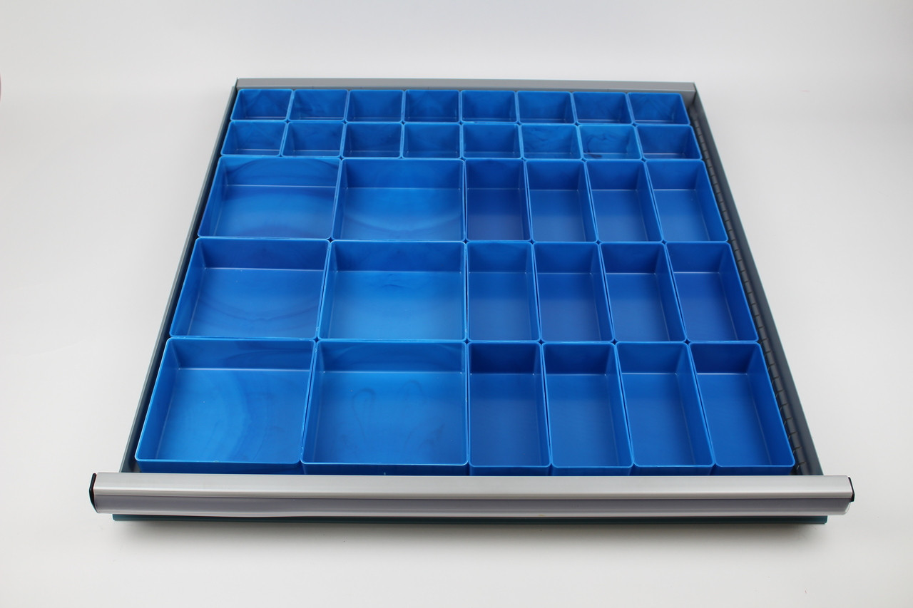 34-Piece Blue Plastic Box Assortment – Storage & Organization