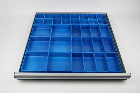 34-Piece Blue Plastic Box Assortment for Toolbox Organization