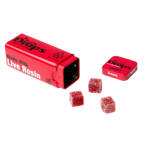 Drops Cherry Dreamy Candies will have you feeling super chill in no time with 5mg Delta-9 THC per piece.