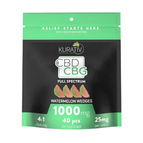 If you're looking for a non-psychoactive gummy for pain and anxiety, try these CBD:CBG Watermelon Wedges from Kurativ.