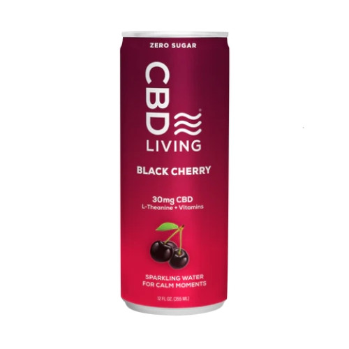 Check out this refreshing, bubbly Black Cherry Sparkling Water from CBD Living.