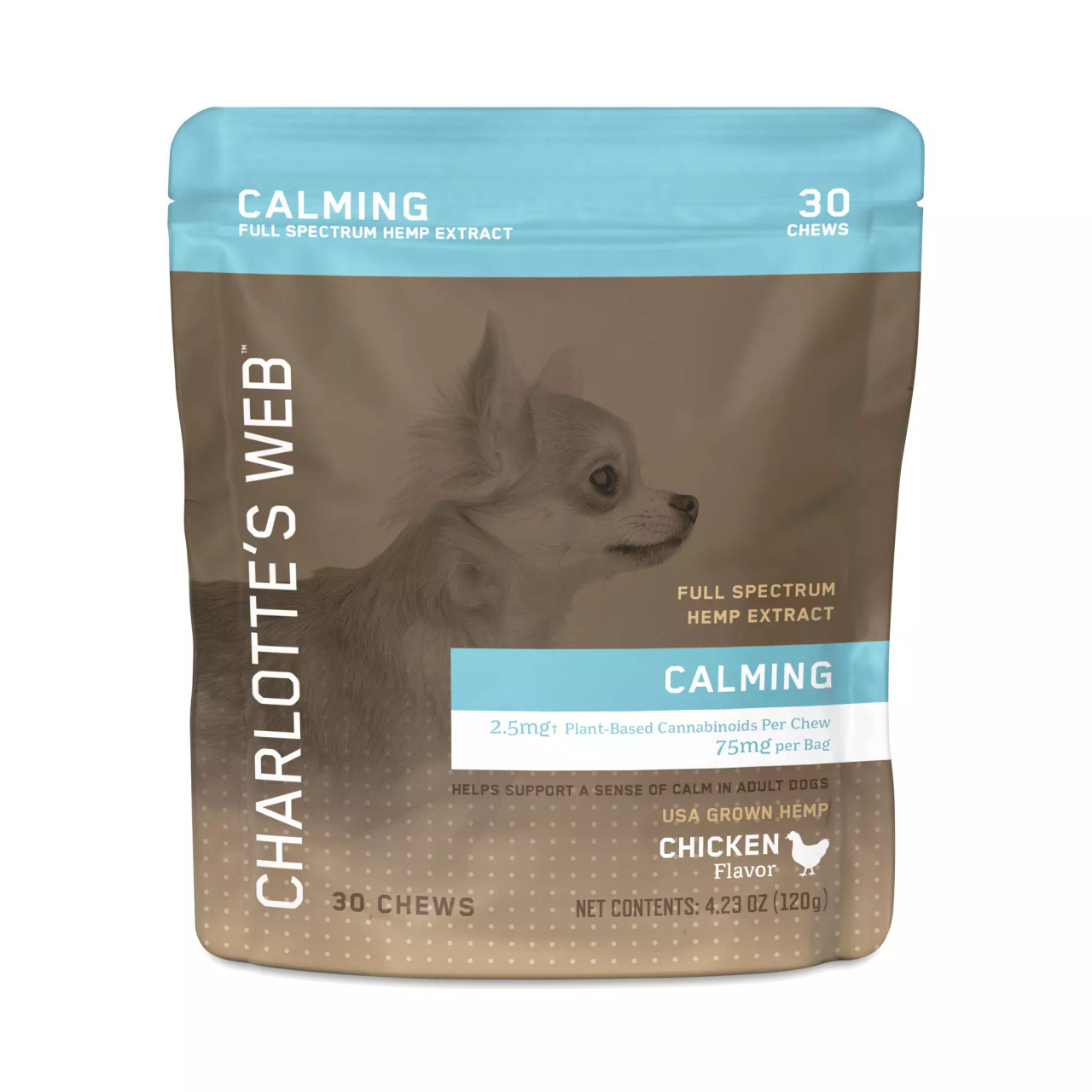 Introducing Charlotte's Web Pet Calming Chews for dogs, your go-to solution for soothing your pet's anxiety and promoting relaxation.