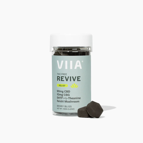 VIIA's Revive gummies are a perfect blend of CBD, CBG, and reishi mushrooms for a little pain or anxiety relief.