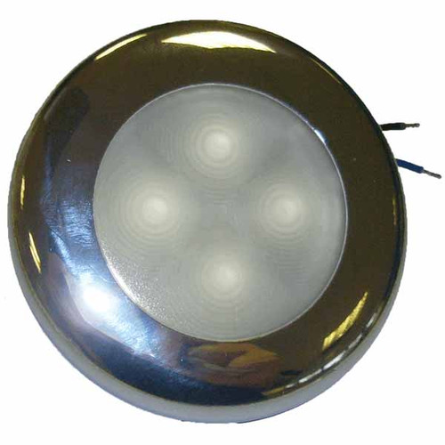 Round Slimline LED 12V Blue Interior Stainless Effect