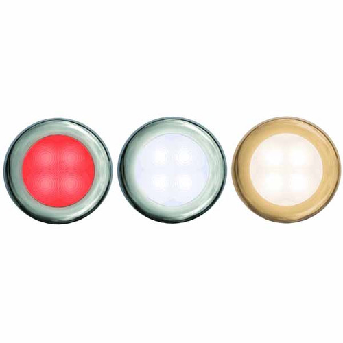 LED Round Slim Line Courtesy 12V Red Polished S/less Trim