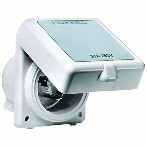 32A 230V shore power inlet non-metallic white