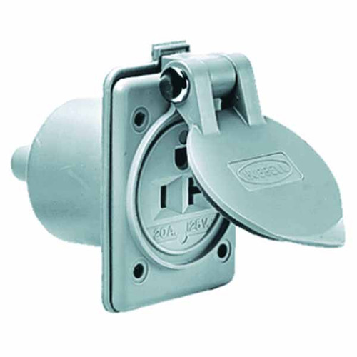 20A 125V 2P 3W straight blade panel mount weather outlet