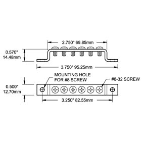 Blue Sea Busbar 6 Pos Grounding