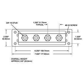 Blue Sea Powerbar 600Amp Bus 3/8"Studs X 4