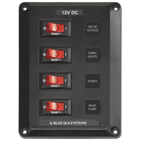 Blu Sea Panel Below Deck 12V Dc Cb 4 Pos