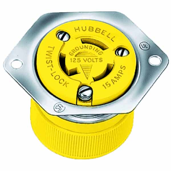 15A 125V locking flanged outlet