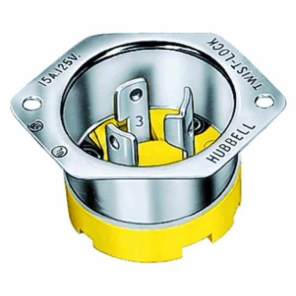 15A 125V locking flanged inlet
