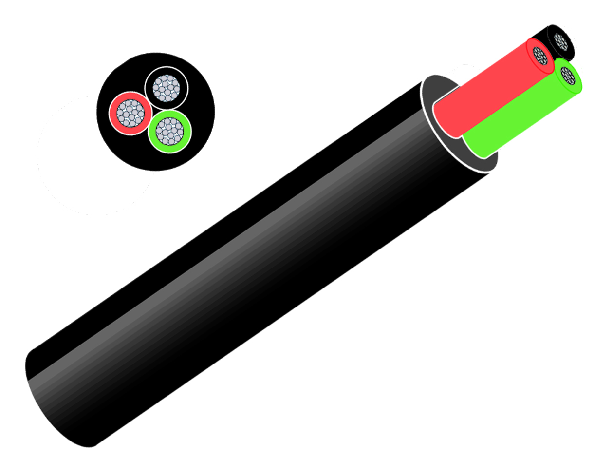 3 Core UK Cable Round 1.5mm² 30m Black