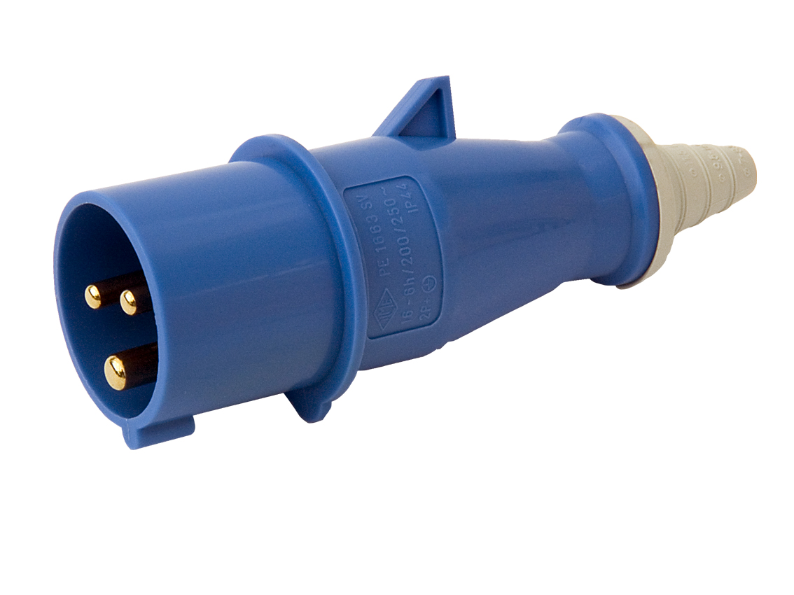 Straight Mains Plug 16A 240v - Boat Electricals