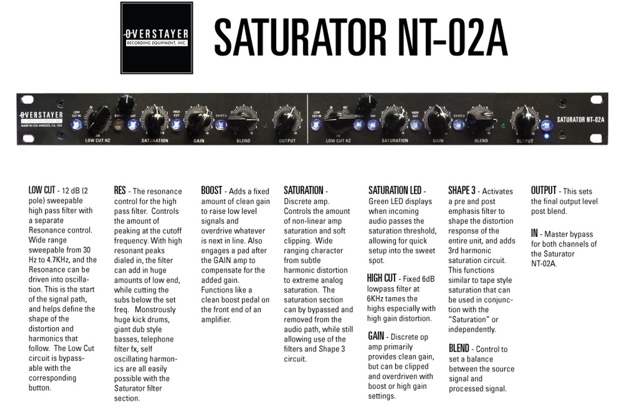 Overstayer Audio Saturator NT02A STL Pro Audio