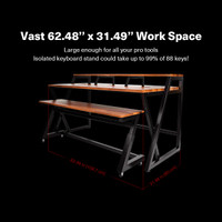 Wavebone - HEADQUARTER Studio Desk with Height adjustable Keyboard Stand - Classic Wood