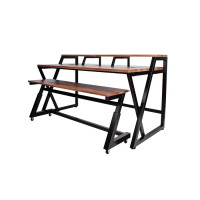 Wavebone - HEADQUARTER Studio Desk with Height adjustable Keyboard Stand - Classic Wood