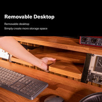 Wavebone - HEADQUARTER Studio Desk with Height adjustable Keyboard Stand + Cable Tray  Bundle