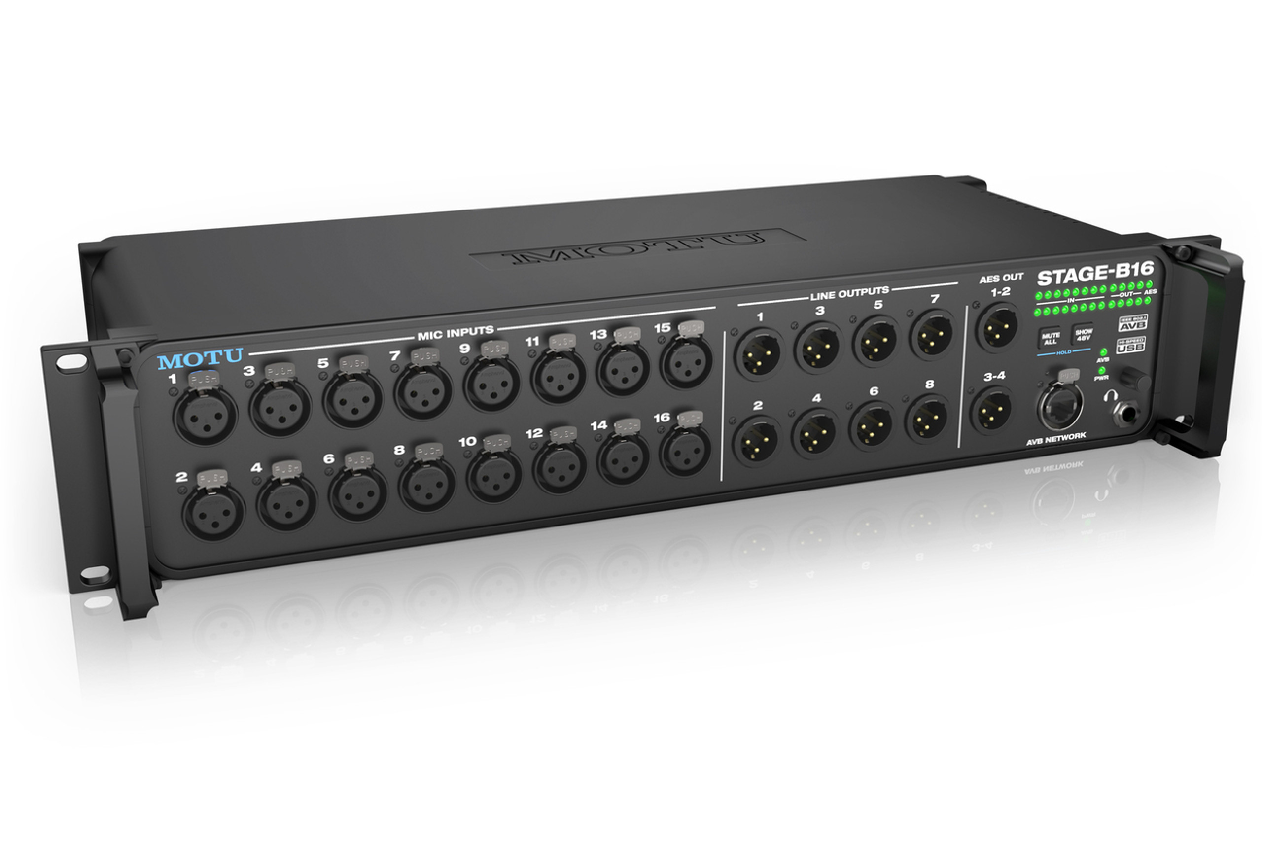 MOTU StageB16 USB2/AVB audio interface with 16 mic pres, 8
