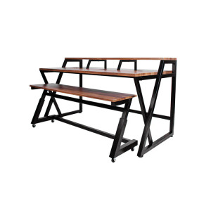 Wavebone - HEADQUARTER Studio Desk with Height adjustable Keyboard Stand - Classic Wood