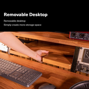 Wavebone - HEADQUARTER Studio Desk with Height adjustable Keyboard Stand + Cable Tray  Bundle