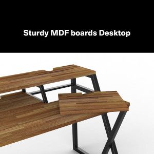 Wavebone - HEADQUARTER Studio Desk with Height adjustable Keyboard Stand + Cable Tray  Bundle