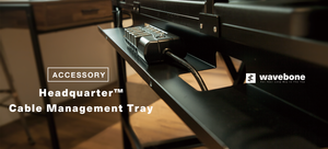 Wavebone - HEADQUARTER Studio Desk with Height adjustable Keyboard Stand + Cable Tray  Bundle