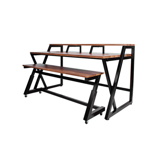 Wavebone - HEADQUARTER Studio Desk with Height adjustable Keyboard Stand - Classic Wood