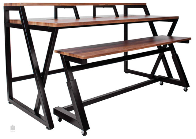 Wavebone - HEADQUARTER Studio Desk with Height adjustable Keyboard Stand + Cable Tray  Bundle