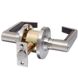 Brava Metro EL6062SC70 storeroom lever set 70mm back set in satin stainless steel finish