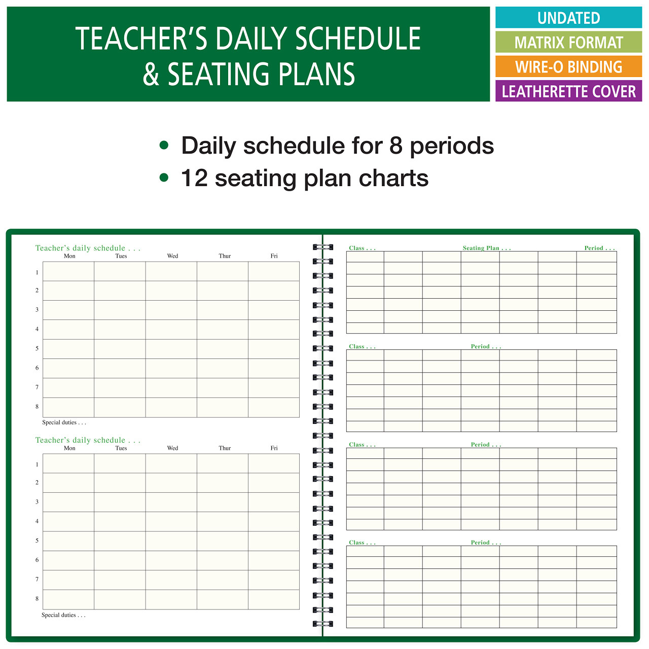 6 Period WIDE Teacher Lesson Plan Book (6WPL) - AJ-M88T-SCOW