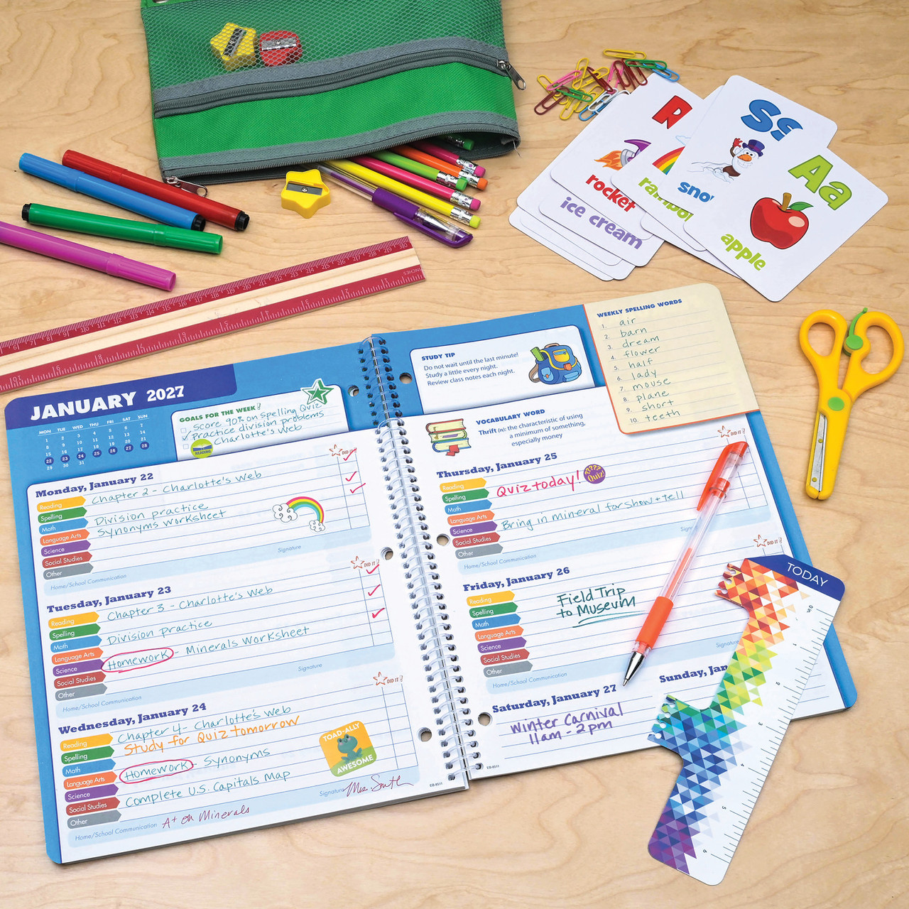 Global Datebooks Elementary Student Planner AY 2026-2027 - Block Style ...