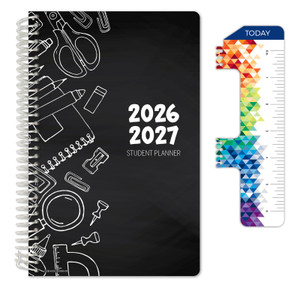 Global Datebooks Secondary Student Planner AY 2026-2027 - Block Style - 5.5"x8.5" (Doodles)
