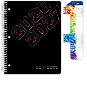 Global Datebooks Secondary Student Planner AY 2026-2027 - Block Style - 8.5"x11" (Neon Numbers)