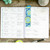 7 Period Teacher Lesson Plan; Days Horizontally Across the Top (W101) (+) Bonus Clip-in Bookmark (Blue Green Flowers)