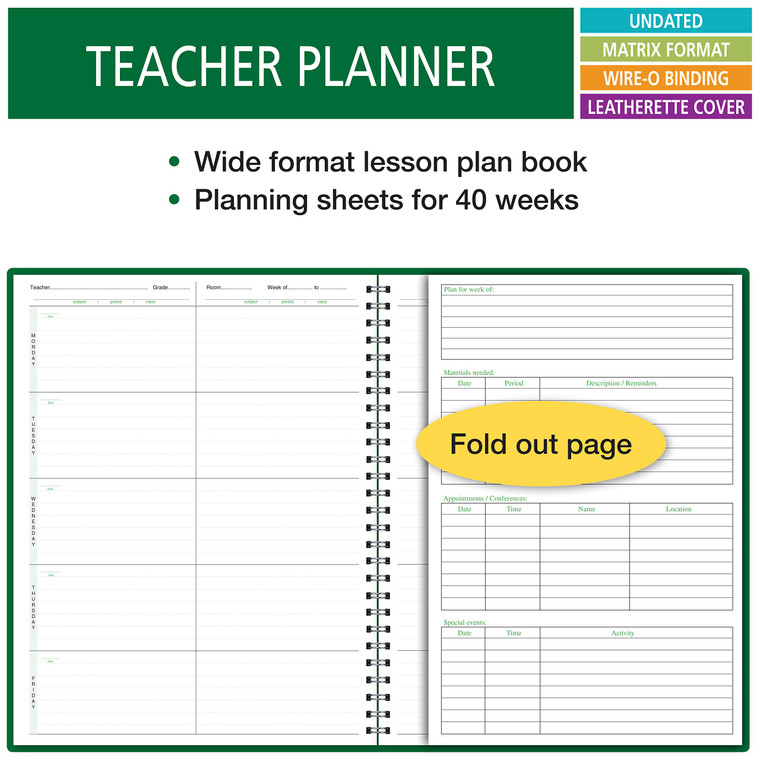 6 Period WIDE Teacher Lesson Plan Book (6WPL) - AJ-M88T-SCOW