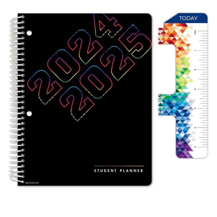 Secondary Student Planner AY 2024-2025 - Matrix Style - 7"x9" (Black Rainbow Numbers)