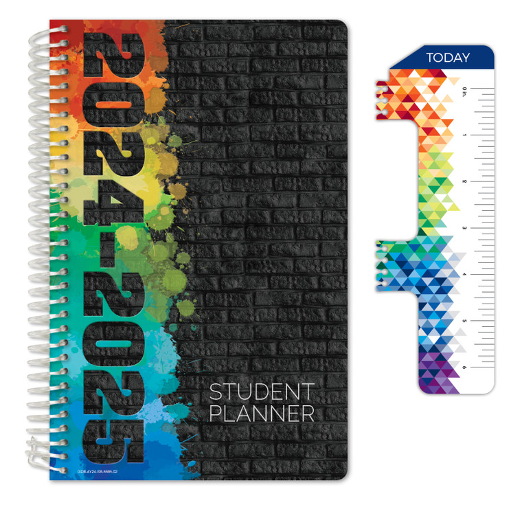 Secondary Student Planner AY 2024-2025 - Block Style - 5.5"x8.5" (Black Painted Brick)