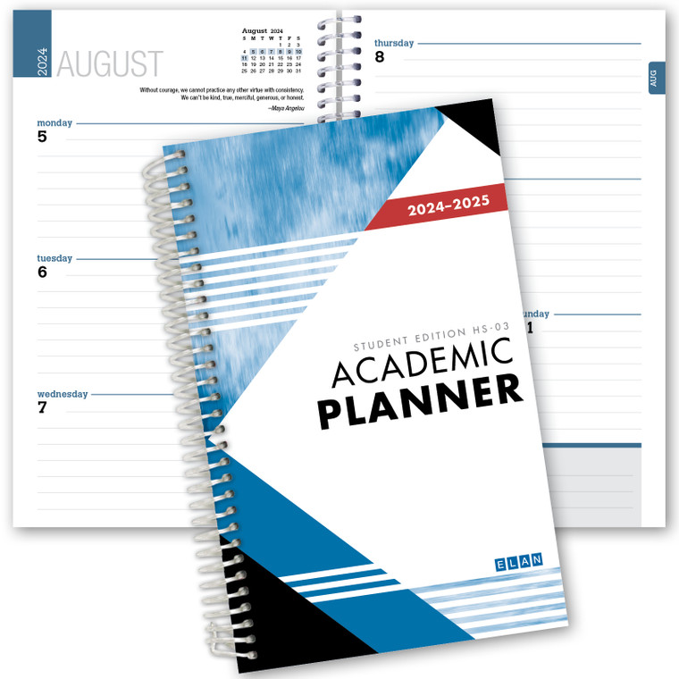 Dated Student Planner 5" x 8" for High School/College AY 2024-2025 (Blue)