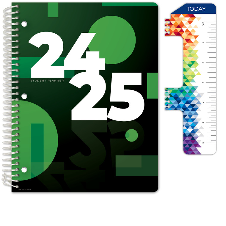 Secondary Student Planner AY 2024-2025 - Block Style - 8.5"x11" (Green Big Numbers)