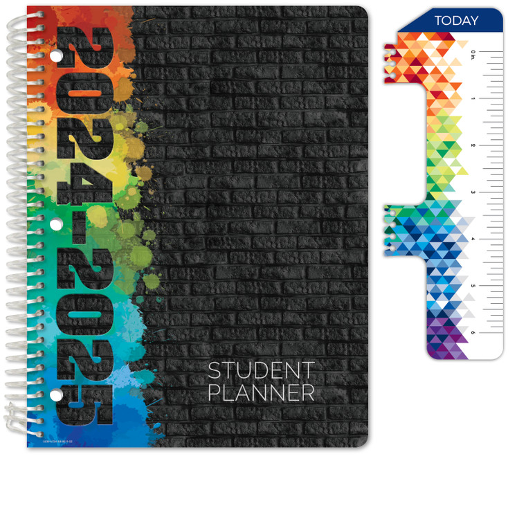 Secondary Student Planner AY 2024-2025 - Block Style - 8.5"x11" (Black Painted Brick)