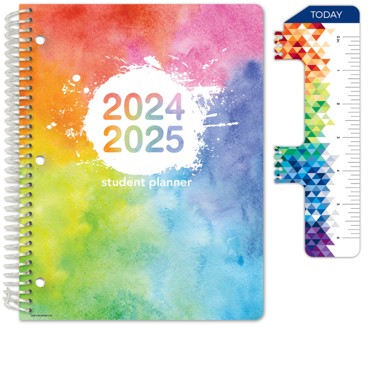 Elementary Student Planner AY 2024-2025 - Matrix Style - 8.5"x11" (Rainbow Watercolors)