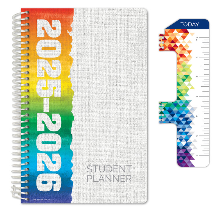 Secondary Student Planner AY 2025-2026 - Block Style - 5.5"x8.5" (Rainbow Linen)